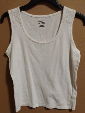 SML Sport White Shirred Strap Tank Top